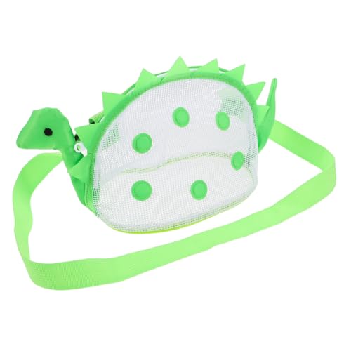 KESYOO Beach Essentials Mesh Bag Fun Cartoon Dinosaur Design Lightweight and Spacious Shell Collecting Bag for Sand Pool Adventures Travel and Easy Organization