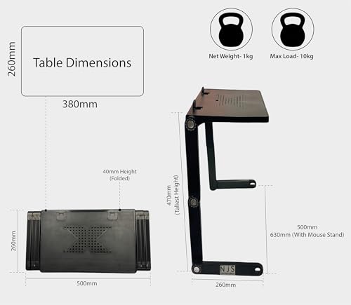 Bestfor Laptop Stand with USB Fan & Mouse Holder – Lightweight, Versatile, Robust Adjustable Folding Stand for Home, Office, Musicians, DJs & Gaming Consoles - Image 3