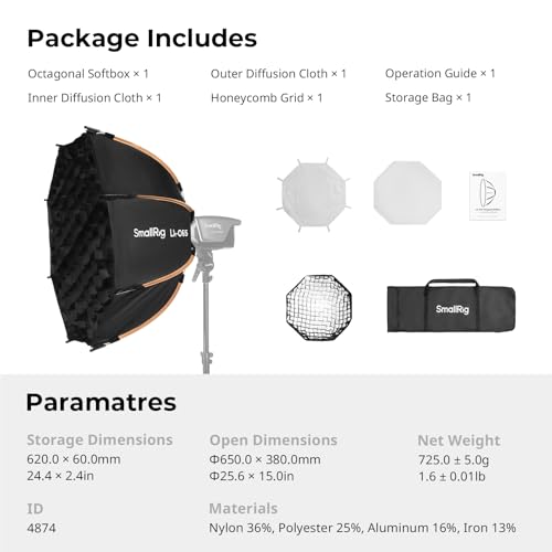Image of SmallRig 25.6 inch Bowens Mount Softbox Photography Lighting Kit, Quick Release