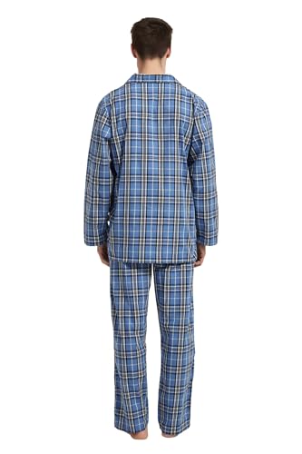 GLOBAL Men Short Pajama Set 100% Cotton, Summer Pajama for men Soft Classic Plaid Loungewear2