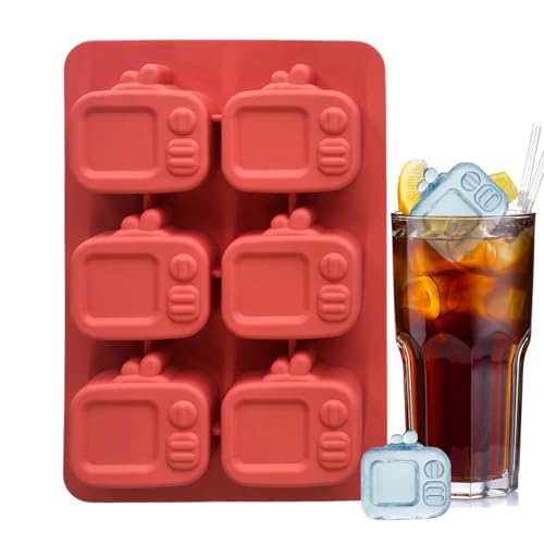 Molde de hielo para cócteles, bandeja de hielo con congelador de silicona en forma de TV, bebida cubierta de 6 conejillos de indias que hacen reutilizable molde de horno el jugo de whisky del vino