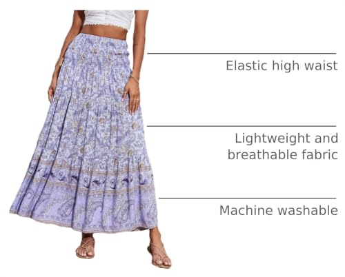 Image of CFLONGE Summer Maxi Skirts for Women 2026 Trendy Floral A Line Boho Skirt