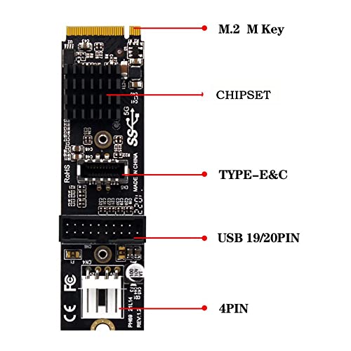 Image of Xiwai 5Gbps Type-E USB 3.1 Front Panel Socket & USB 2.0 to NVME NGFF M-Key Express Card Adapter for Motherboard