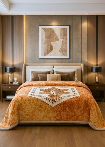 Image of Signature Exclusive Chanakya Supersoft Luxury Heavy Winter Double Ply Double Bed Mink Blanket - 4.5 kg | 100% Polyester | 2.10 m x 2.40 m | Royal Luxe Comfort for Extreme Cold (Caramel Blossom)