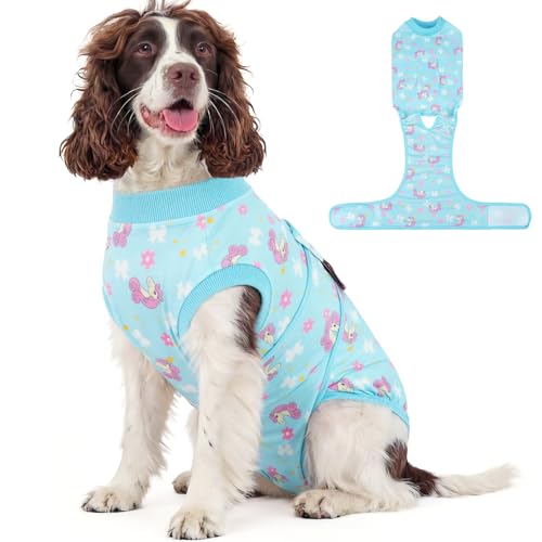 Image of Kuoser Dog Surgery Recovery Suit, Soft Breathable Dog Recovery Suit for Female Spay Male Nueuter, Anti Licking Puppy Onesie Pet Surgical Suit for Dogs Abdominal Wounds Skin Disease, Unicorn M