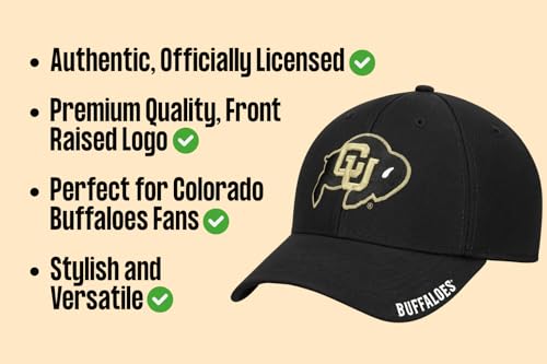 Gorra deportiva ajustable negra con logo de University Colorado miniatura 6