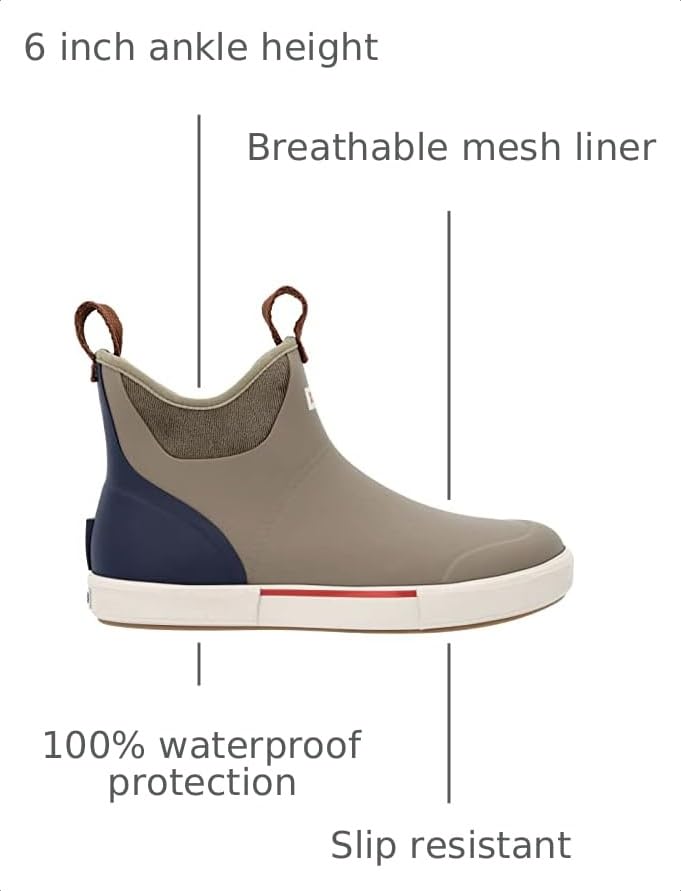 Image of XTRATUF 6 inch Men's Vintage Ankle Deck Boot - Lightweight, 100% Waterproof Rubber Footwear - Slip-Resistant Outsole - Moisture-Wicking Liner - Pre-Distressed Finish