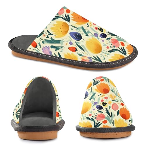 Flower with Plant Fuzzy Slippers Soft Home Bedroom Slippers for Women Men House Shoes4