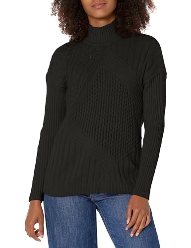 Jones New York Suéter de punto direccional para mujer, Adriadic Black, XS