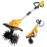 Akku Bodenhacke Kompatibel mit Dewalt 20V Batterie,Faltbar Gartenfräse mit 22 cm Arbeitsbreite 17 cm Arbeitstiefe Bürstenlos Bodenfräse Elektro Motorhacke für klein Beet & Garten (Ohne Akku)