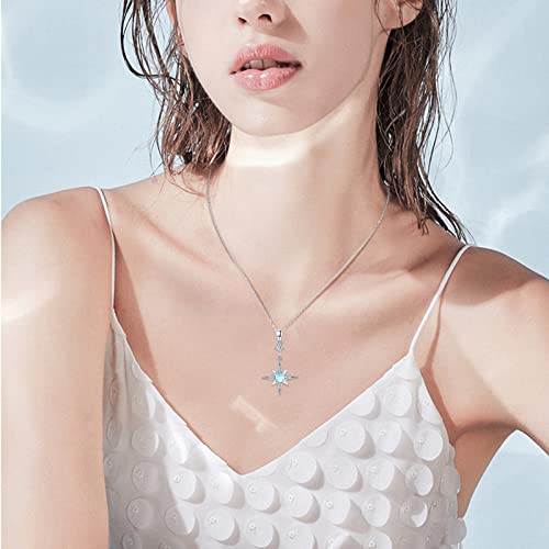 Star Necklace for Women Girls 925 Sterling Silver Star Moonstone Pendant Necklace Infinity/Round Spin Star Necklace Star Jewelry Gifts for Women Girls3
