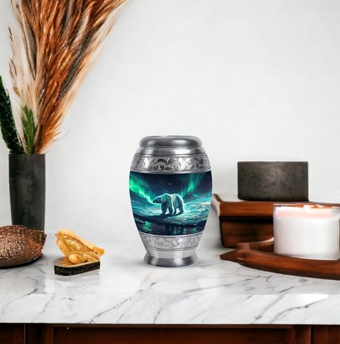 Image of Polar Bear Burial Urn for Ashes - Urns for Adult Male & Female - Memorial Ashes Urn - Cremation Burial Urns - Urn for Adult Ashes - 3 Inch Pack of 1 - Funeral Urns for Ashes