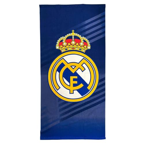 Toalla Real Madrid – Toalla Oficial con Diseño Exclusivo, Escudo y Colores del Club, Ideal para Playa, Piscina, Baño o Deporte, Accesorio Práctico para Aficionados al Fútbol