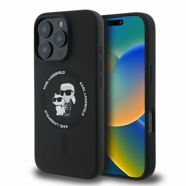 Coque iPhone 16 Pro Max 6,9 Pouces Karl Lagerfeld Protection Silicone Noir Rigide KLHMP16XSCMKCRHK