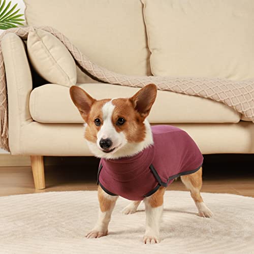 Hjyokuso Hundepullover - Fleece Pullover für kleine, mittelgroße & große Hunde - Warm & Leichter Hundepulli, Wintermantel & Outdoorhundemantel - Weinrot