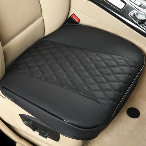 Image of Black Panther 1 Pair PU Car Seat Covers, Front Seat Bottom Protectors Compatible with 95% Vehicles,Diamond Pattern Embroidery, Anti-Slip (W 21.26''xD 20.86 inch) - Black
