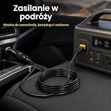 Powice Gniazdo zapalniczki samochodowej na XT60 kabel 1,5 m, 14 AWG kabel do ładowania 12 V/24 V z bezpiecznikiem 10 A, kabel do ładowania samochodowego XT60, gniazdo do stacji zasilania, generatora