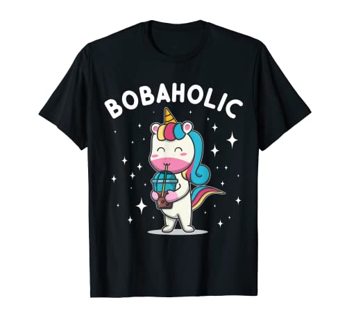 Bobaholic Unicorn Kawaii Lindo Burbuja Leche Boba Tea Camiseta