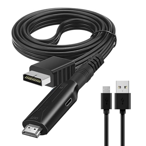 KQLHLHDYZ PS1/PS2 to HDMI Adapter Cable, PS2 to HDMI Converter Cord, HD Video Audio Multimedia Interface Cable Link Connector Supports 720P/1080P Output for PS1/PS2 Game Consoles Projector Monitor TV