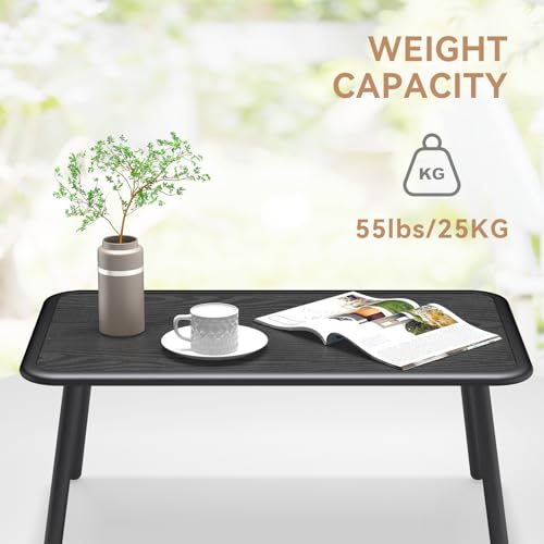 C-Hopetree Small Rectangular Patio Coffee Table with Black Metal Top for Outdoor Use - Image 4