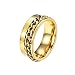 Epinki 8MM Anillo para Hombres, Anillo Giratorio de Cadena de Números Romanos Oro Anillo Antiestres de Acero Inoxidable Talla 14
