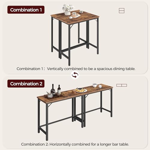 MAHANCRIS Narrow Bar Table, 63-Inch Pub Table for Dining Room, Counter Bar Tables with Sturdy Metal Frame, Connectable Bar Table, Multifunctional Console Table, Rustic Brown BTHR1601 - Image 6