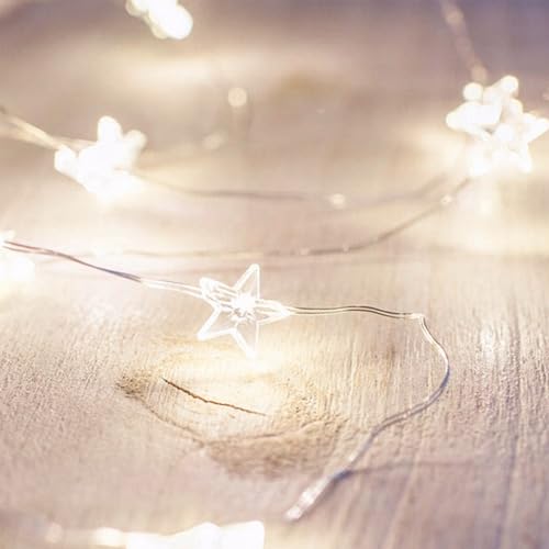 Kaleora Lichterkette Sterne, 2M 20 LED Micro Stern Draht Lichterkette...