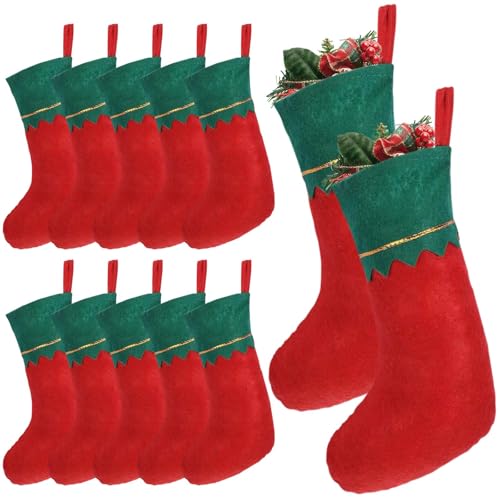 PUERHUACI Calze della Befana Vuote,12 Pezzi Calza Befana Grande Vuota,Calze di Natale da Appendere per Decorazione Natalizia Camino Fai da Te 36 x 23 x 16cm