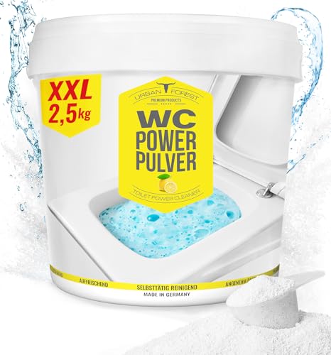 WC Reiniger extra stark mit Zitrusduft | WC Schaum als WC Pulver | WC Schaumreiniger entfernt kraftvoll Kalk & Urinstein | Selbsttätiger Toilettenreiniger WC POWER PULVER XXL von URBAN FOREST (2,5kg)