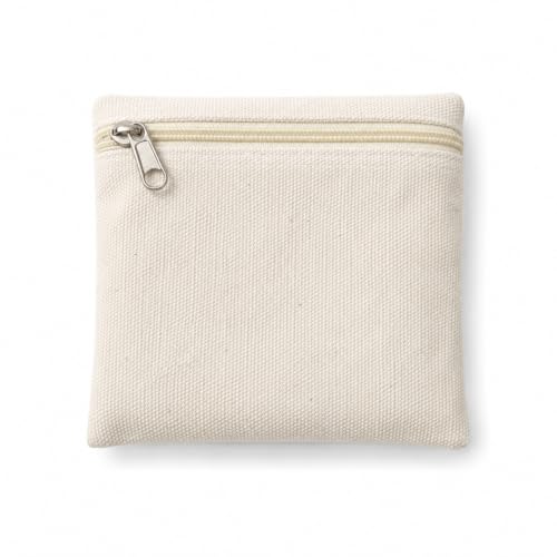 Image of Canvas by DIY Mini Chain Pouch 4x4 Inch | Multipurpose Cotton Canvas Storage Bag with Chain & Zip | Lightweight Portable Pouch for Coins, Keys, Earbuds, Cash, Cards & Accessories