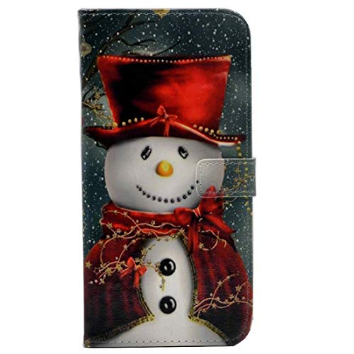 YHB Galaxy S10e Case - Christmas Smiling Snowman with Red Scarf and Top Hat Leather Wallet Credit Card Holder Flip Stand Case Cover for Samsung Galaxy S10e