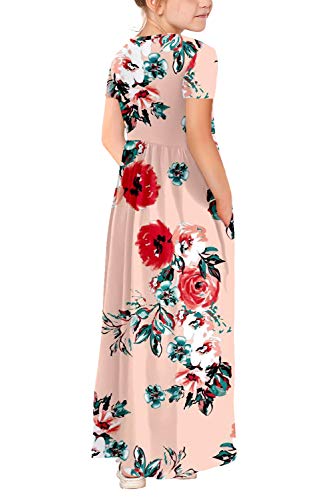 Image of storeofbaby Girls Floral /Solid Maxi Dress Floor Length with Pockets Casual