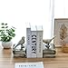 MyGift Resin Decorative Bookends for Heavy Books with Bird and Book Design, Farmhouse Book Ends, Vintage White Bookends, 1 Pair