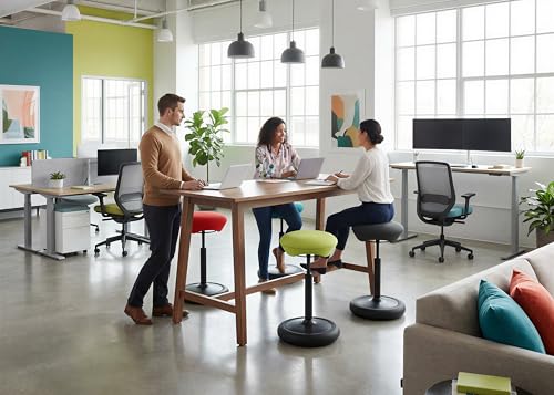 Image of Topstar SITNESS HOP HIGH Ergonomic Stool with Three-Dimensional Movement Sitness Technology Made in Germany Colour: Black /Green
