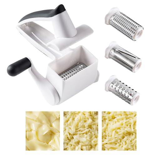 Grattugia de queso de encimera - Rallador de manivela manual | Herramienta Rotativa para Queso Fresco y Verduras | Accesorio de Cocina para el Hogar, Ensaladas, Cocina Fácil, Práctica y Versátil