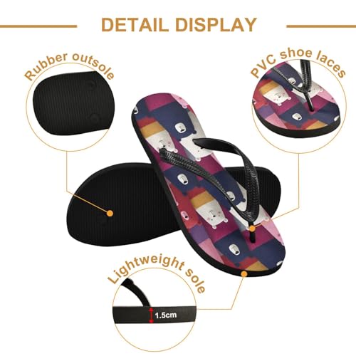Flip Flop Sandals Anime Bears Print for Women Men Beach Outdoor XS3