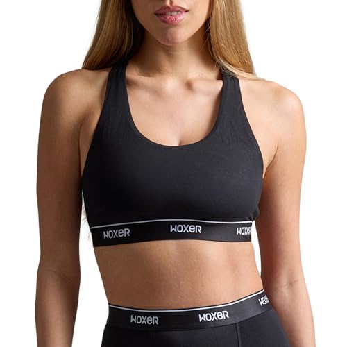 Image of Woxer Boss Bralette for Women - Wireless, Seamless Racerback - Modal Sports Bra, Lounge, Sleep Bralette, Wireless Bra