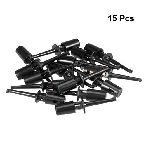 Image of uxcell 15 Pcs 42mm Length Test Hook Clip Solderable for Multimeters PCB Tester Grabber Black