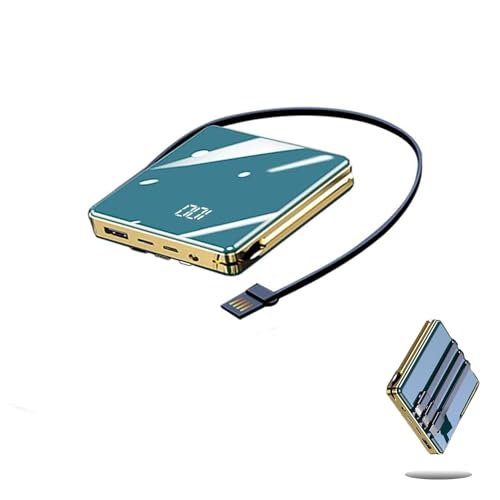 Built-in 4 Cable Portable Charger 15800mAh Cell Phone Battery Backup Ultra Slim Mini Lightest Power Bank with LCD Display, 2.1A Output and 2A Input, Compatible with iPhone iPad Samsung Galaxy and More