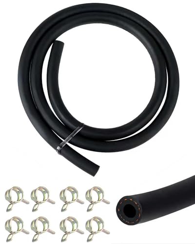 Juego de manguera de gasolina – 1 m de manguera de combustible de 6 mm de diámetro interior, manguera de gasolina de 6 mm con 8 abrazaderas de manguera, también como manguera de vacío para coche, moto