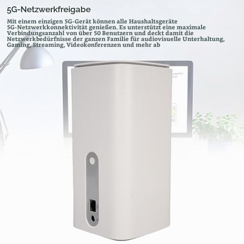 XUMIUZIY 5G CPE Router mit SIM Kartensteckplatz, Dualband WiFi 6 Wireless Router für Heimbüros, 4,67 Gbit/s Hochgeschwindigkeit, Integrierte Antennen, Unterstützung für NSA SA (EU-Stecker)