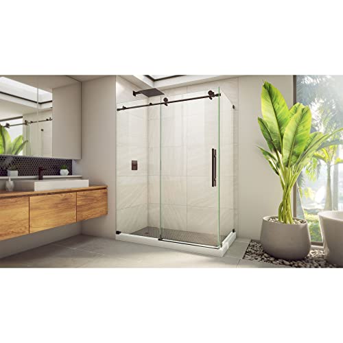 Dreamline Enigma-X 32 1/2 In. D X 60 3/8 In. W X 76 In. H Clear Sliding Shower Enclosure In Oil Rubbed Bronze #TOP1