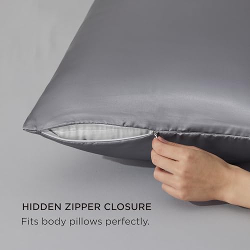 Image of Bedsure Satin Body Pillow Cover with Zipper,Soft Silky Pillowcase
