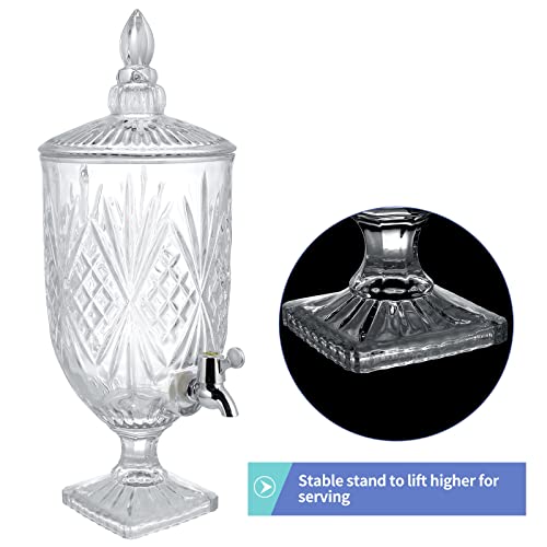 Moligou Glass Beverage Dispenser, 1.3 Gallon Drink Container With Lid And Leak Free Spigot, Wide Mouth Beverage Server For Party, Bar #TOP4