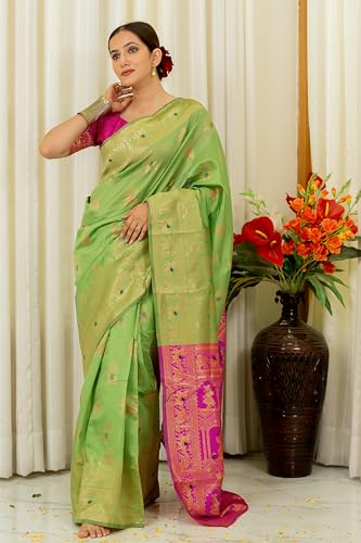 Image of Subham Women Sari Silk Cotton Kanjivaram | Soft Daily Wear Jacquard Design Saree with Blouse Piece