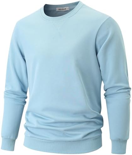 VEIISAR Herren dünnes Sweatshirt mit Rundhalsausschnitt