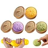 Bollo Antiestrés con Vaporera, 3 Piezas Juguete para apretar sensorial con Bollo Gigante al Vapor, Gigante Squishy Dumpling Juguete, Juguete para Apretars con Bola De Masa, para aliviar la ansiedad