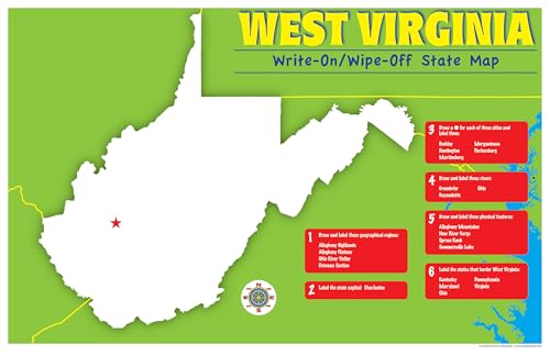 Gallopade West Virginia Write-On/Wipe-Off Desk Mat