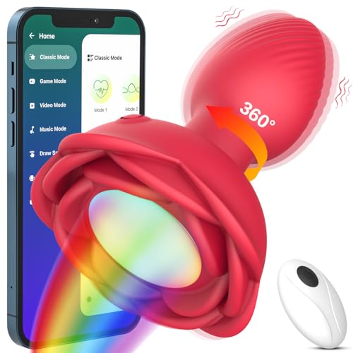 APP Analvibratoren für Männer in Blütenform mit Regenbogen-LED – 10 Vibrationsmodi & 360° Rotation zur Prostata Stimulation, Buttplug Sexspielzeug für die Männer, Frauen & Paare, Analplug, Anal dildo