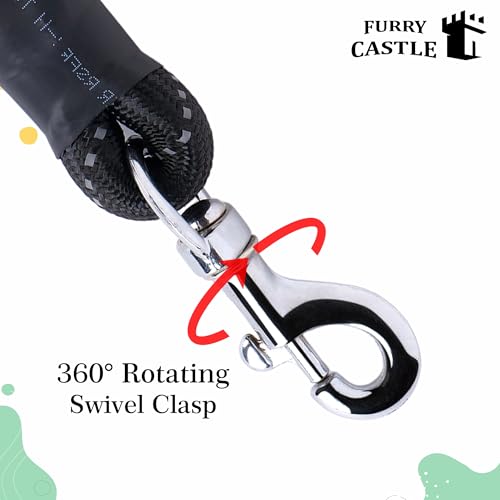 Image of Nylon Rope Leash for Dogs with 360 Degree Rotation- Black in Medium Size